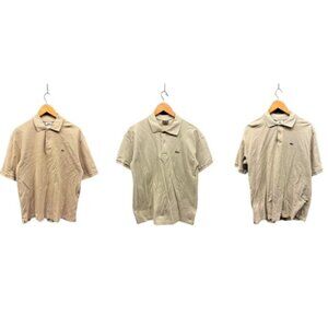 Lacoste Polo‎ Shirts Men's XL Beige Khaki Cotton Short Sleeve 3-Pack Bundle